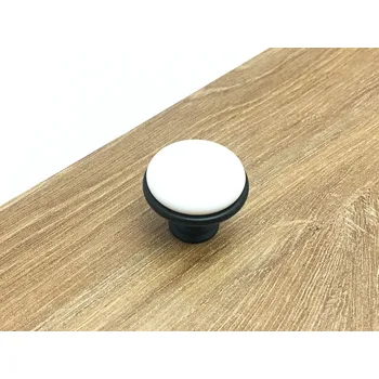 In-Design Nábytková knopka Blanc porcelán / černá matná