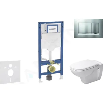 Geberit Duofix Set předstěnové instalace, klozetu D-Code a sedátka softclose, tlačítko Sigma30, matný chrom/chrom, SANI11CP2106