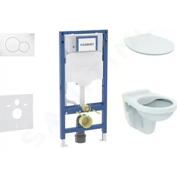 Geberit Duofix Set předstěnové instalace, klozetu Alpha a sedátka softclose, tlačítko Sigma01, alpská bílá, SANI11CD3100