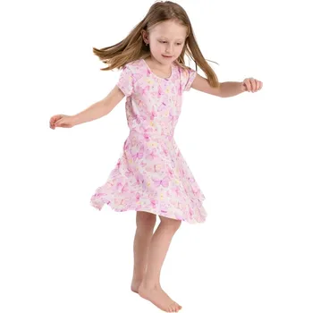 Dívčí šaty BETTY MODE Dívčí šaty krátký rukáv, motýlci růžoví Velikost: 104
