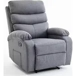 Relaxační polohovací TV křeslo VELORA — látka, šedá, nosnost 130 kg