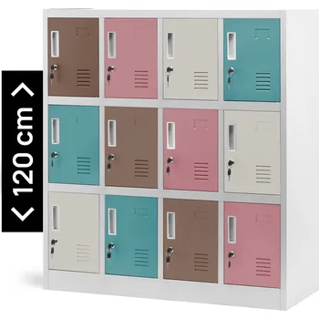 Šatní skříň Kovová šatní skříň pro školky OLA, 1090 x 1200 x 450 mm, šedo-pastelová