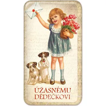 Dekorativní magnet Magnet Úžasnému dědečkovi, holčička a dva pejsci 50 x 90 mm/NB