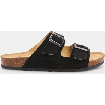 Pánské pantofle Baťa pánské kožené footbed pantofle černé, vel. 45