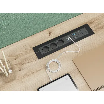 Elektrická zásuvka IBConnect Vestavná zásuvka INTRO černá - různé konfigurace Konfigurace elektrozásuvky: 1x230V + USB nab. A+C + Modul