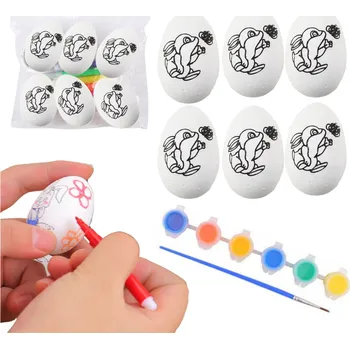 Velikonoční dekorace Velikonoční polystyrenová vajíčka na malování s fixy, zajíček – 6 kusů