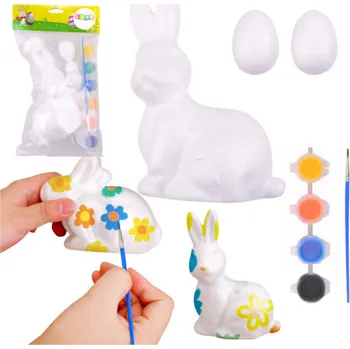 Velikonoční dekorace Velikonoční sada na malování se 4 barvami a štětcem – zajíček a vajíčka