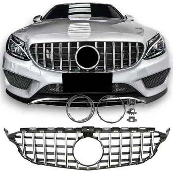 Tuning PROTEC Přední maska Mercedes W205 2014-2018 černá chromová, s kamerou