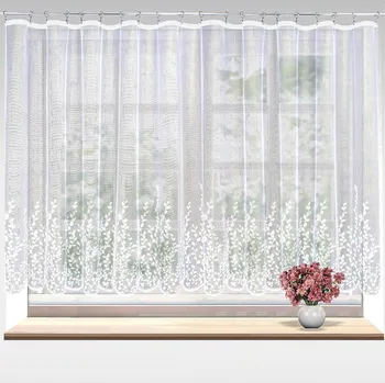 Žakárová záclona CALLISIA 607414, listy, s bordurou, výška 160cm (v metráži)