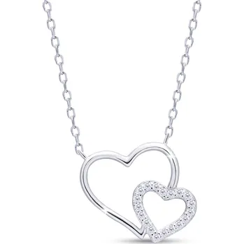Řetízek Stříbrný řetízek se dvěma srdíčky 2443