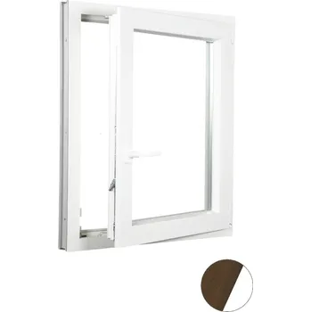 Okno ALUPLAST Plastové okno jednokřídlo dekor/bílé 50x80 Barva: Ořech/bílá, Otvírání: Pravé, Zasklení: Dvojsklo Ug= 1,1