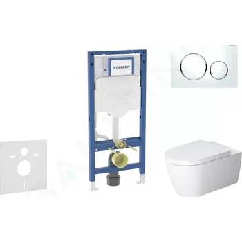 Geberit Duofix Set předstěnové instalace, klozetu ME by Starck a sedátka softclose, tlačítko Sigma20, bílá/lesklý chrom, SANI11CP3111