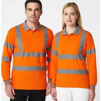 reflexní vesta Funkční reflexní polokošile, dlouhý rukáv PORTWEST HI-VIS S277, Oranžová, vel. S