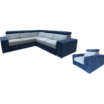 Sedací souprava Sedací souprava BERTA + křeslo šedá / modrá