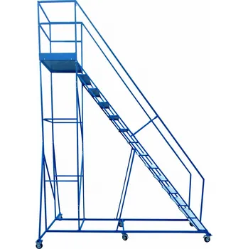 Žebřík Pojízdný žebřík s plošinou, výška plošiny 3,25 m, 12 stupňů + plošina.