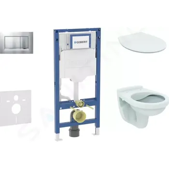 Geberit Duofix Set předstěnové instalace, klozetu Alpha a sedátka softclose, tlačítko Sigma30, matný chrom/chrom, SANI11CD2106