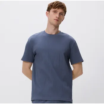 Pánské oblečení Reserved - Strukturální tričko comfort fit - ocelově modrá - WC962-95X - WC962-95X-S