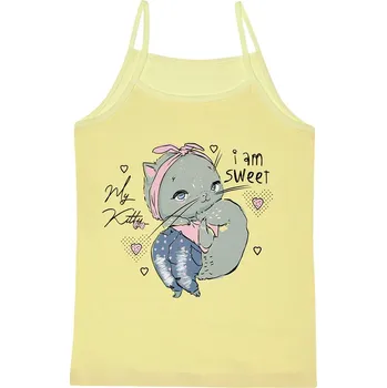 Dívčí spodní prádlo EVONA Dívčí košilka kočička, žlutá Velikost: 110