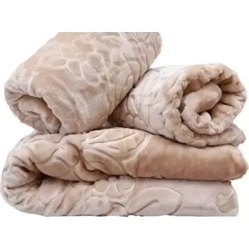 Přehoz na lůžko Sada přehozů na pohovku a křesla s reliéfním vzorem - pískově hnědá Šířka: 160 cm | Délka: 210 cm