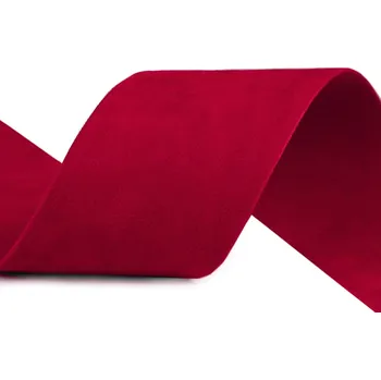 Stuha Semišová stuha velvet oboustranná šíře 40 mm, barva 08 červená