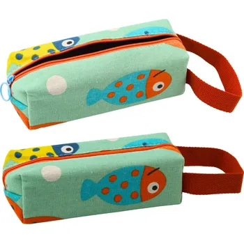 Penál LEAN Školní penál Sada Rybka Zelené držadlo