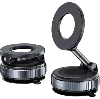 360° otočný magnetický držák na telefon Skládací výsuvný ABS materiál Přísavka Magnetický kroužek na palubní desku černá