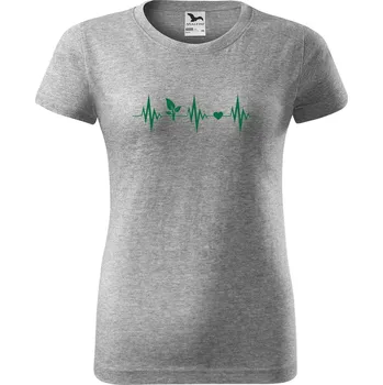 Dámské tričko DOBRÝ TRIKO Dámské tričko s potiskem Tep srdce vegan Barva: Tmavě šedý melír, Velikost: 3XL