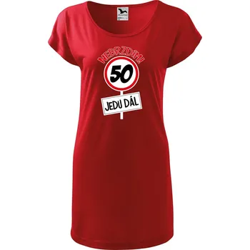 Dámské tričko DOBRÝ TRIKO Dámské tričko/šaty Nebrzdím 50 Velikost: S, Barva: Červená