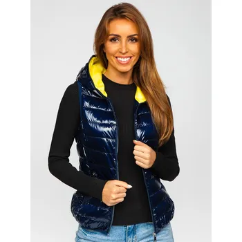 Tmavě modrá dámská prošívaná vesta s kapucí Bolf R9549 - 2XL