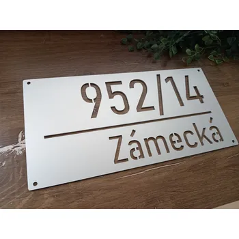Domovní cedule Číslo popisné na plot, vlastní text 20x40cm Stříbrné