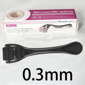Derma váleček na růst vousů a pleť | kosmetický roller - Plně černá 0,3 mm