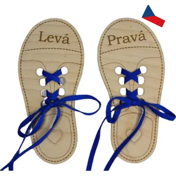 JH WoodArt Dřevěná pomůcka pro učení zavazování tkaniček (Výuková pomůcka)