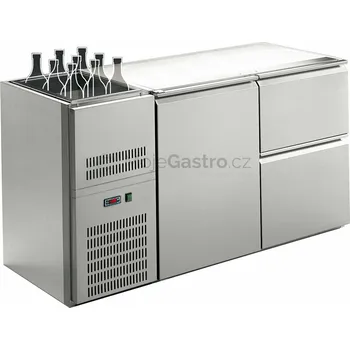 Stůl chladící barový REGS 220E (2sekce/délka 1570mm) s chlazenou vanou na nápoje