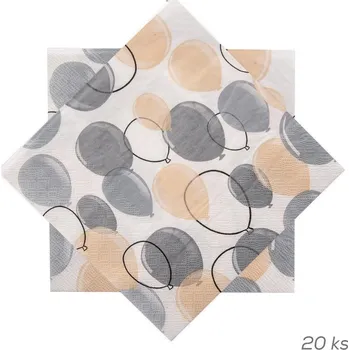 Dóza na potraviny Ubrousek papír balónky 20 ks 33x33 cm šedá O0562