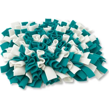 Hračka pro psa Čmuchacíkoberečky.cz® Čmuchací kobereček extra hustý BÍLO-TMAVĚ TYRKYSOVÝ Velikost: 30x15cm