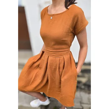 Dámské šaty Kulišárny Mušelínové šaty KATE s kapsami BRONZ VELIKOST: 40-42