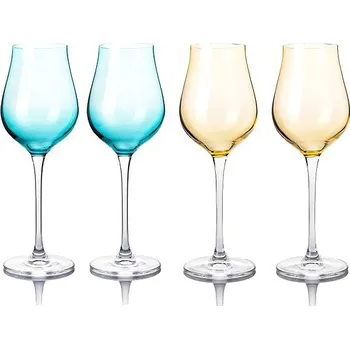 Sklenice B.BOHEMIAN DION Sada sklenic na prosecco 250 ml Mix Blue and Yellow 4 ks