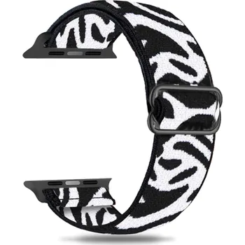 MůjMiBand.cz Nastavitelný nylonový elastický loop řemínek pro Apple Watch 42mm/44mm/45mm/46mm/49mm Barva: zebra