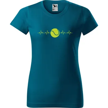 Dámské oblečení DOBRÝ TRIKO Dámské tričko s potiskem Tep srdce tenis Barva: Petrolejová, Velikost: M