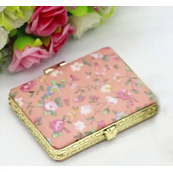 Kosmetické zrcátko Kapesní květinové zrcátko na cesty | dámské doplňky - Čtvercová růžová