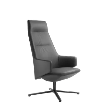 Luxusní křeslo Melody Lounge ML-XL-FR-N1 (4-ramenný ALU černě lakovaný kříž, automatická synch. mech