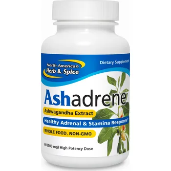 Lék na ženské potíže North American Herb & Spice | Sušená ašvaganda - Ashadrene - 60 ks může podpořit správnou reakci nadledvinek a výdrže - 60 kapslí