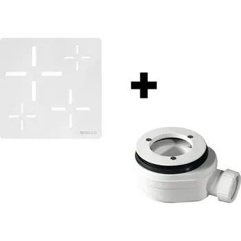 Sprchová vanička GELCO SET - Čtvercová krytka sifonu bílá KSM107W + sifon PB90EXN minus