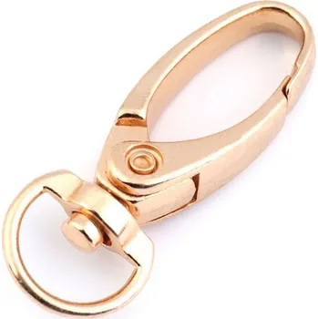 Kovová karabina průvlek 10 mm - růžové zlato