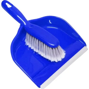 Smetáček s lopatkou s gumou DELUX, chlup 5cm, plast , modrá