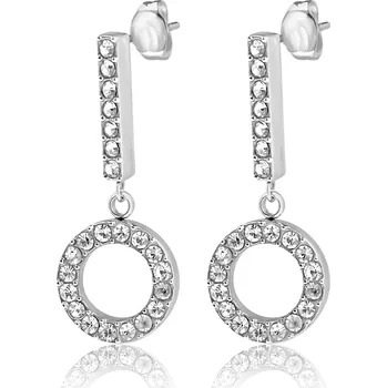 Náušnice Visací ocelové náušnice se zirkony - Meucci DE555