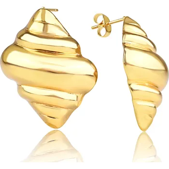 Náušnice Pozlacené ocelové náušnice croissant - Meucci DE572