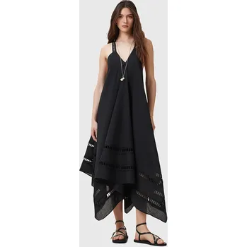 Dámské šaty Bavlněné šaty AllSaints LIL černá barva, midi, W247DC 99X, vel. 38
