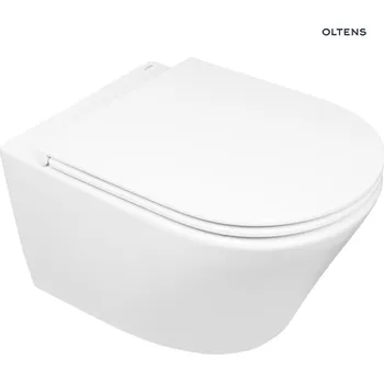 Klozet Oltens Jog Stille závěsná WC mísa PureRim SmartClean se Slim sedátkem s pomalým sklápěním lesklá bílá 42532000
