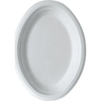 Jednorázové nádobí Talíř oválný z cukrové třtiny 25,4 x 19cm / 50ks